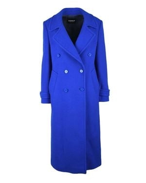 Dondup Long Double-Breasted Coat Cashmere - Blue