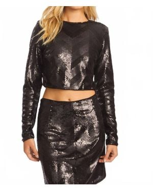 Caballero Jacie Sequin Long Sleeve Top - Black