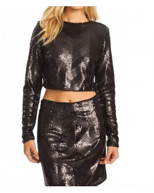 Caballero Jacie Sequin Long Sleeve Top - Black