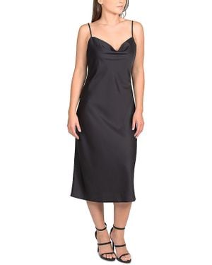 Hippie Rose Juniors Satin Cowl Neck Slip Dress - Black