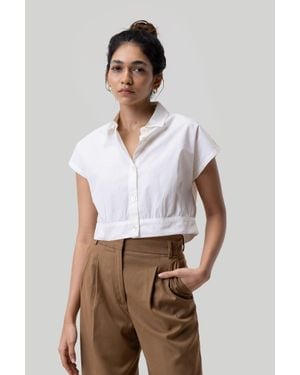 REISTOR Oversized Crop Shirt - White