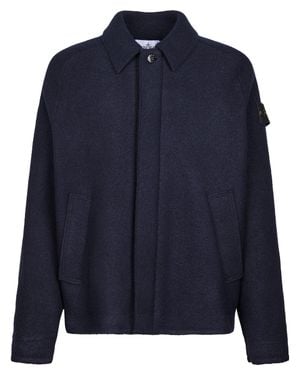 Stone Island Boxy Cropped Collar Cardigan - Blue