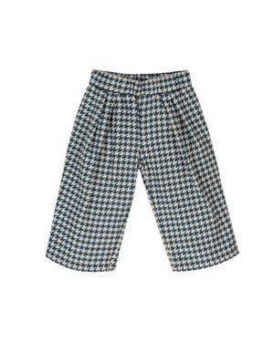 EMC Girl's Wide Leg Flannel Houndstooth Trouser Pants - Blue