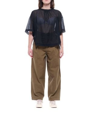 EAT DUST 673 Wide Round-Leg Pleated Carpenter Pants With Utility Pocket - Brown