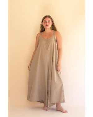 KALALOU Adjustable Strap Flowy Sweater With Button Detail - Natural