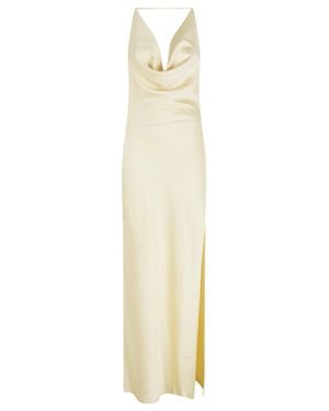 ANDAMANE Vera Cowl-Neck Open-Back Polyester Evening Dress - White