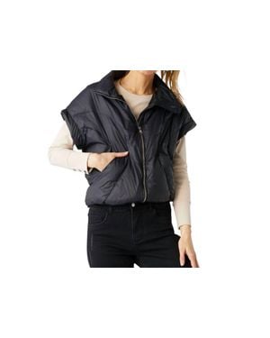 Coco + Carmen Brooke Cropped Puffer Vest - Black