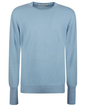 Ballantyne Plain Stitch Classic Crewneck Cashmere Sweater - Blue