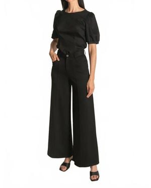 P.Cill Modal Pleated Wide Leg Trouser - Black