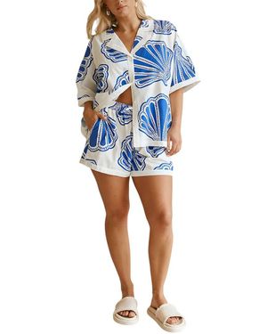 CAMILA BLANCO 2Pc Shirt & Short Set - Blue