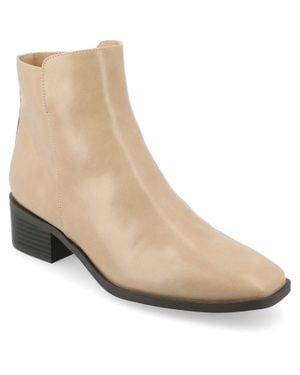 Journee Collection Cappri Boots Square Toe Ankle Bootie Zap1873 - Natural