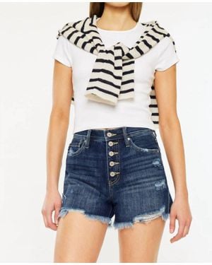 Kancan Lorna Ultra High Rise Mom Shorts - Blue