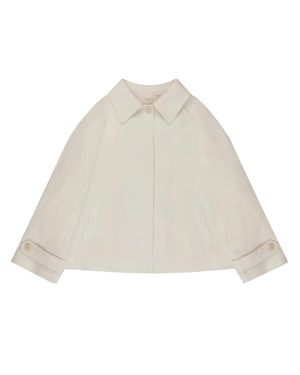 Montedoro Neutral Cropped Cape Style Tailored Outerwear - Natural