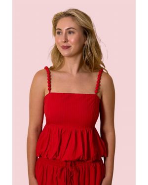 Adelyn Rae Holly Bubble Baby Doll Top - Red