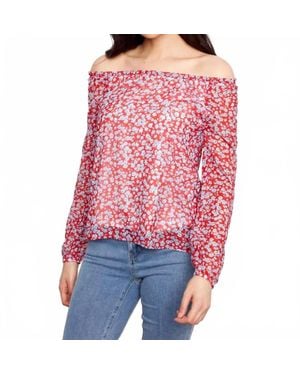 Charlie b Printed Off Shoulder Blouse - Red