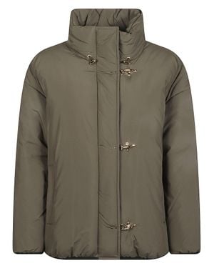 Fay Padded High Stand-Collar Polyamide Bomber Jacket - Green