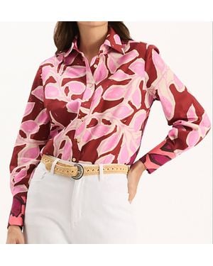 tyler boe Chloe Leaves Print Shirt - Red