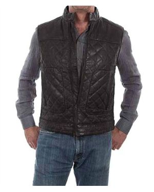 Scully Lambskin Leather Vest - Black