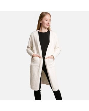 TRUEDAMES Solid Front Pockets Long Cardigan - Multicolor