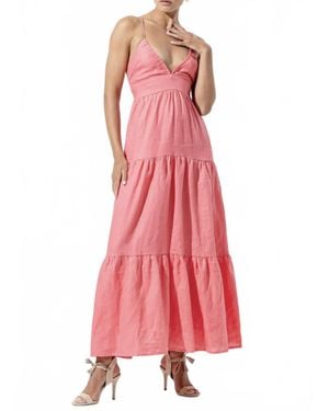 LUSANA Maya Linen Maxi Dress - Pink