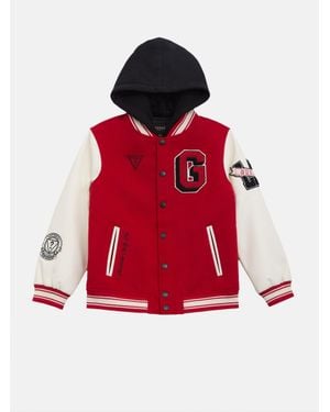 Guess Lark Hooded Varsity Jacket (7-16) - Red