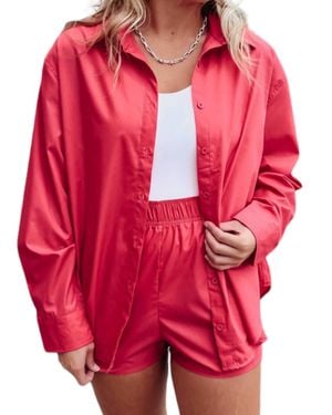 emory park High Rise Side Slit Shorts - Red