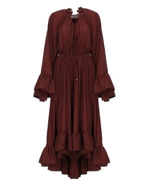 Lanvin Bordeaux Pleated Midi Dress - Red