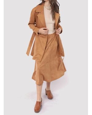 Sadie & Sage Risk Taker Faux Suede Belted Coat - Natural
