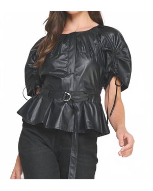 Strut & Bolt Bet On You Faux Leather Top - Black