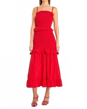 Endless Rose Lilah Smocked Maxi Dress - Red