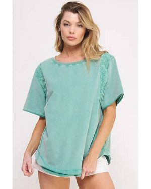 Jade By Jane Race Panel Short Sleeve Top - Blue