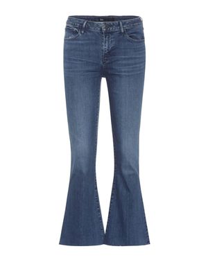 3x1 W25 Midway Extreme Cropped Jeans Fringed Edges Denim Pants - Blue