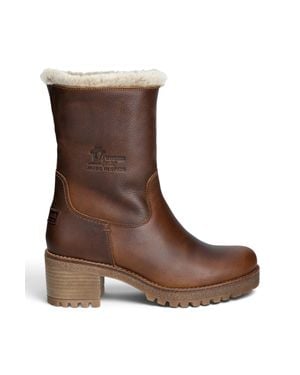 Panama Jack Bark Leather Waterproof Warm Heeled Boots - Brown