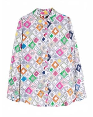 Vilagallo Multicolored Ikat Shirt - White