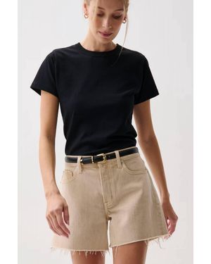 Pistola Kennedy Mid Rise Raw Hem Shorts - Black