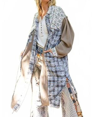 Pol Plaid Thermal Mix Shacket - Blue