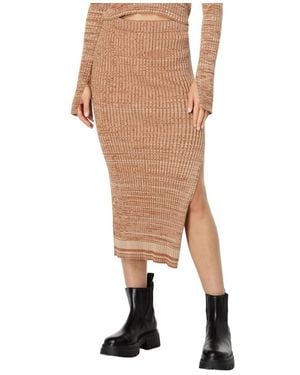 Monrow Cosmo Rib Sweater Midi Skirt - Natural