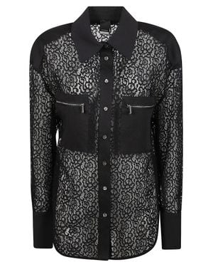 Pinko Magliocco Sheer Lace Floral Shirt - Black