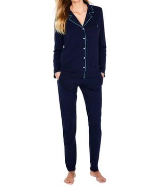 Twelve Eighty Eight Brenda Long Sleeve Pajama Set -Plus - Blue
