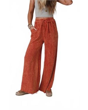 Three Bird Nest Relaxing Wide Leg Robin Pants - Red