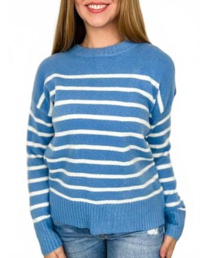 Cozy Co. I Must Go Knit Long Sleeve Sweater - Blue
