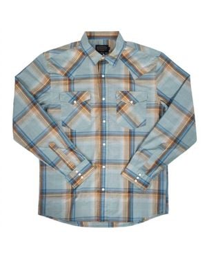 Pendleton Frontier Plaid Pearl Snap Shirt - Blue