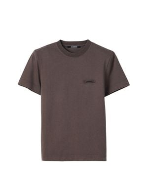 Jacquemus Cropped Crewneck Cotton T-Shirt - Gray