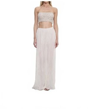 Enza Costa Textured Satin Smocked Top - White