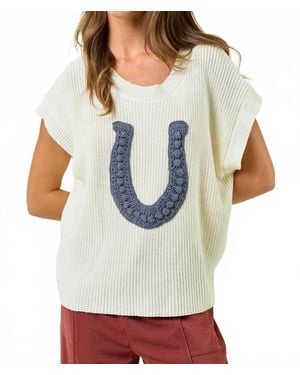 Doe And Rae Horseshoe Ribbed Sweater Vest - Gray