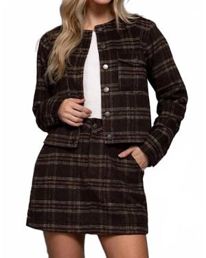 Active Basic Long Sleeve Plaid Jacket - Black