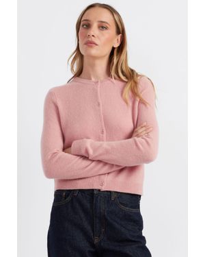 Chinti & Parker Clay- Cloud Cashmere Cropped Cardigan - Pink