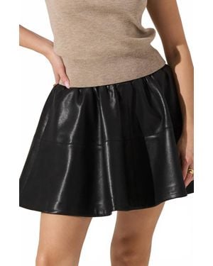 Astr Chelsey Flared Faux Leather Skirt - Black