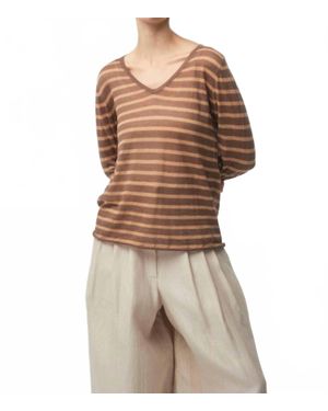 Mirror In The Sky Surya Stripe T-Shirt - Brown