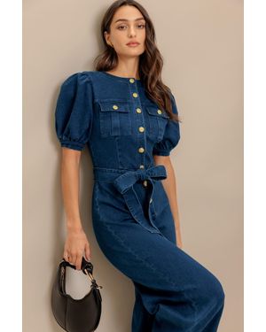 TRUEDAMES Utility Queen Denim Jumpsuit - Blue